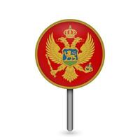 Kartenzeiger mit Land Montenegro. Montenegro-Flagge. Vektor-Illustration. vektor
