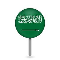 kartpekare med landet Saudiarabien. Saudiarabiens flagga. vektor illustration.