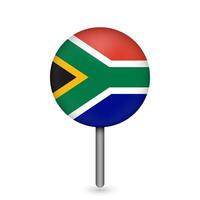 Kartenzeiger mit Land Südafrika. Südafrika-Flagge. Vektor-Illustration. vektor