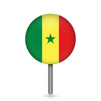 Kartenzeiger mit Land Senegal. Senegal-Flagge. Vektor-Illustration. vektor