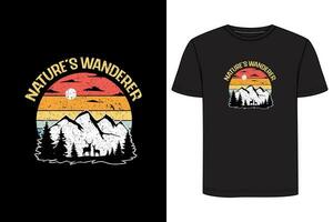 der Natur Wanderer t Hemd Design. Wandern t Hemd Design. Camping t Hemd Design vektor