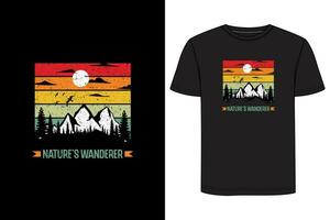 der Natur Wanderer t Hemd Design. Wandern t Hemd Design. Camping t Hemd Design vektor