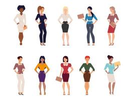 Reihe von Frauen in Geschäftsfrauenanzügen vektor