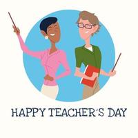 Happy Teachers Day Card mit ein paar Lehrern vektor