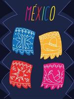 mexico etikett med mexikansk dekorativ krans vektor