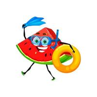 Karikatur Wassermelone Charakter Tauchen auf Ferien vektor