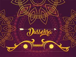 Dussehra-Etikett mit goldenem Pfeil und Bogen vektor