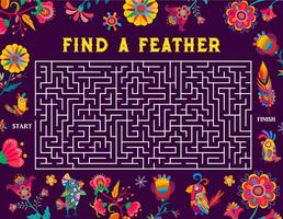 labyrint labyrint, hjälp till papegoja hitta fjäder, spel vektor