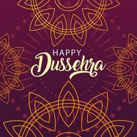 Happy Dussehra Label mit dekorativem Ornament vektor