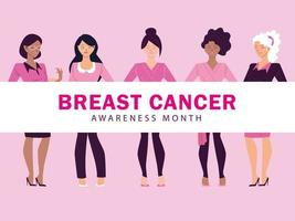 Monat der Aufklärung über Brustkrebs mit Frauen vektor