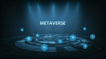 Konzept von Metaverse Technologie mit Blockchain Netzwerk verbinden. vektor