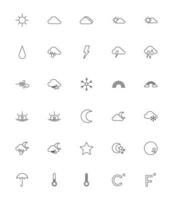 Vektor Wetter Symbol, Zeichen, Symbol Sammlung Linie Stil
