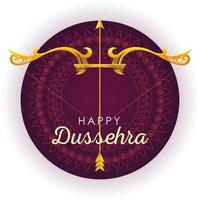 traditioneller Pfeil und Bogen für das Festival Happy Dussehra auf lila Hintergrund vektor