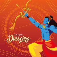 Lord Rama mit Pfeil und Bogen beim fröhlichen Dussehra-Festival vektor