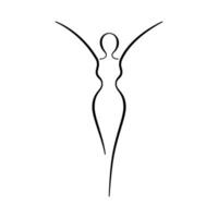 Frau Körper skizzieren, Linie Kunst Symbol. weiblich Pose Gliederung Silhouette, Modell, Figur. abstrakt Zeichen von Mädchen zum Wellness Center, Sport, tanzen, Schönheit Salon, Spa. Vektor Illustration