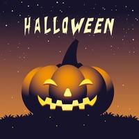 Halloween-Nachthintergrund mit Kürbis vektor