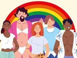 människor med regnbåge bakgrund, gay pride symbol vektor