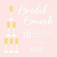 einladend Braut- Brunch mit Brille von Champagner. Bachelorette Party Einladung Vorlage. Vektor Illustration. Blase Brunch.