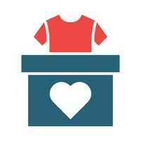 kläder donation glyf två Färg ikon för personlig och kommersiell använda sig av. vektor