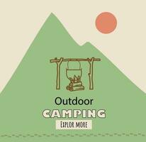 Camping Vektor Broschüre und Etikett. das Konzept von Flyer zum Ihre Geschäft, Netz Websites, Präsentationen, Werbung usw.