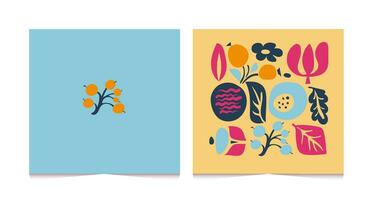 einstellen von Vektor Hintergründe mit Blumen im modisch retro trippy Stil. Hippie 60er, 70er Jahre Stil. Gelb, orange, Blau Farben.