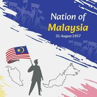 Malaysia Unabhängigkeit Tag Post Design. August 31., das Tag wann malaysier gemacht diese Nation frei. geeignet zum National Tage. perfekt Konzepte zum Sozial Medien Beiträge, Gruß Karte, Abdeckung, Banner. vektor