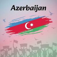 azerbaijan nationell dag firande. patriotisk design med flagga, fåglar, och demonstranter. perfekt för seger dag, republik dag, flagga dag. mångsidig vektor illustration för social media, banderoller, kort.