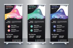 Kostenlose Auto-Roll-Up-Banner-Design-Idee für Autounternehmen und Autoreparaturunternehmen vektor