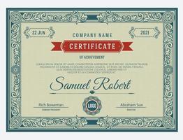 klassiskt gammalt certifikatmalldesign vektor