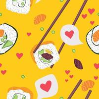 nahtloses muster japanisches essen sushi flache karikatur vektor