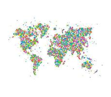 ikon karta över världen av mångfärgade cirklar. vektor illustration.