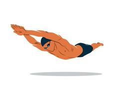 Ein Schwimmer taucht auf weißem Hintergrund ins Wasser. Vektor-Illustration. vektor