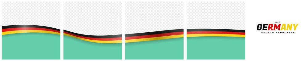 uppsättning av kontinuerlig social media karusell posta kort mall av tysk flagga band, isolerat. redigerbar vektor illustration, eps 10. tysk flagga ramar fyrkant. silke tysk flagga band.
