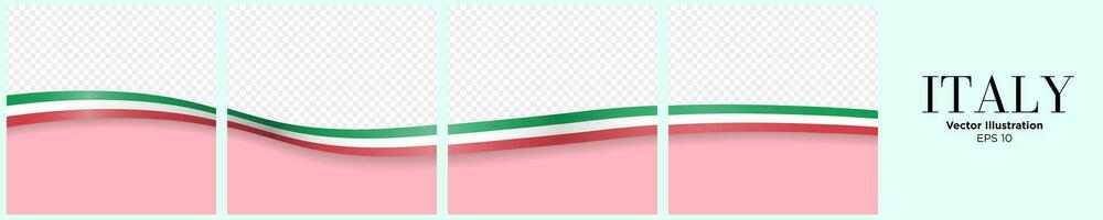 uppsättning av kontinuerlig social media karusell posta kort mall av Italien flagga band, isolerat. redigerbar vektor illustration, eps 10. Italien flagga ramar fyrkant. silke italiensk flagga band.