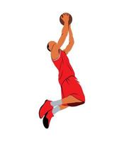 abstrakter Basketballspieler mit Ball auf weißem Hintergrund. Vektor-Illustration. vektor