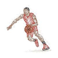 abstrakt basketspelare i färgglada cirklar. vektor illustration.