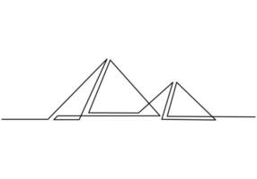 kontinuerlig linje av pyramidbyggnader. en enda rad stadsbyggnader isolerad på vit bakgrund. vektor