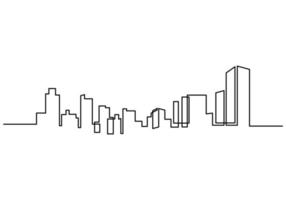 ett kontinuerligt linjediagramhotell, byggnader, torn, skyline. landmärke i enkel linje isolerad på vit bakgrund. vektor