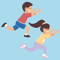Junge und Mädchen spielen Rennen vektor