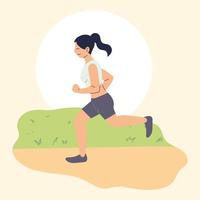 Frau läuft oder joggt, Outdoor-Aktivität vektor