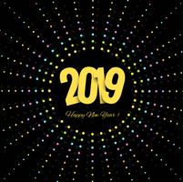 Bunter glänzender Hintergrund des Textes 2019 des guten Rutsch ins Neue Jahr vektor