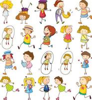Set von verschiedenen Kindern im Doodle-Stil vektor