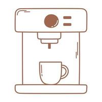 kaffe espressomaskin och kopp ikon i brun linje vektor