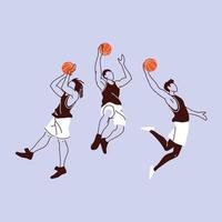Basketballspieler Männer mit Bällen Vektordesign vektor