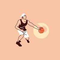 Basketball-Spieler-Mann mit Ball-Vektor-Design vektor