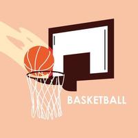 Ball auf Korb mit Basketball-Sport-Vektor-Design vektor