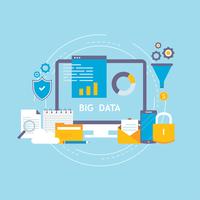 Stor data analys, datalagring, global analytics platt vektor illustration design