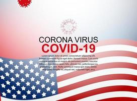 corona virus covid 19 bakgrund med usa flagga. vektor illustration