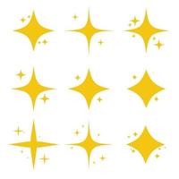 Gelber Satz von ursprünglichen hellen Sternen funkeln Symbol. leuchtende Lichteffekt-Sterne-Kollektion. Vektor-Illustration vektor