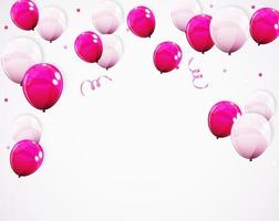 grupp av blank glansig heliumballongbakgrund. uppsättning ballonger för födelsedag, jubileum, fest fest dekorationer. vektor illustration